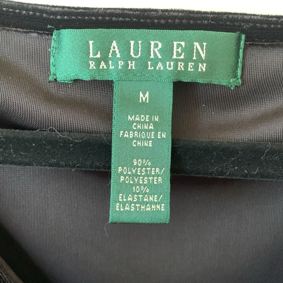 Lauren Ralph Lauren black velvety velour holiday sleeveless draped neck top SZ M - Picture 2 of 8